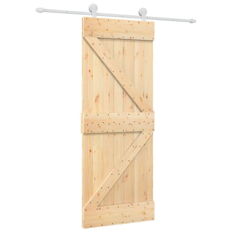 vidaXL Porta Scorrevole con Set Hardware 80x210 cm Legno Massello Pino