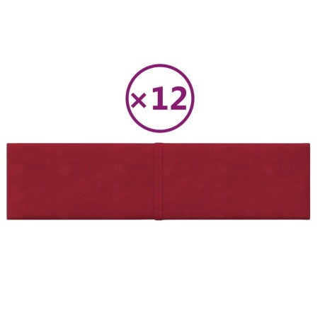 vidaXL Pannelli Murali 12 pz Rosso Vino 60x15 cm Velluto 1,08 m²