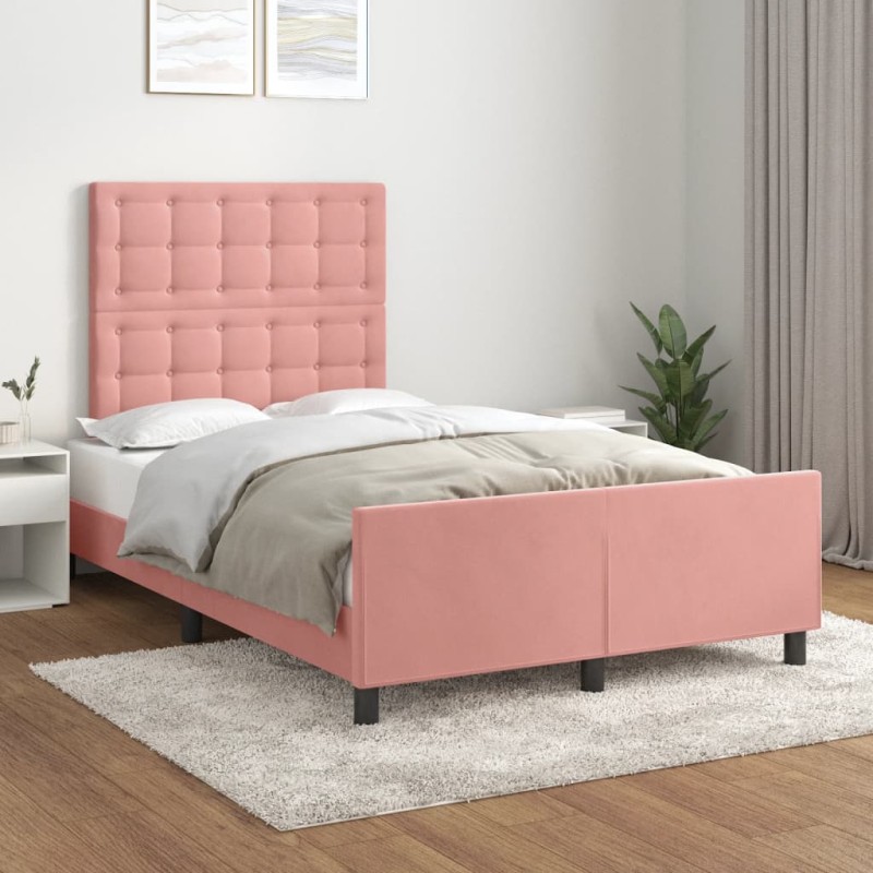 vidaXL Giroletto con Testiera Rosa 120x200 cm in Velluto vidaXL Giroletto con Testiera Rosa 120x200 cm in Velluto