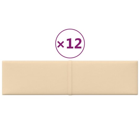 Pannelli Murali 12 pz Crema 60x15 cm Tessuto 1,08 m²