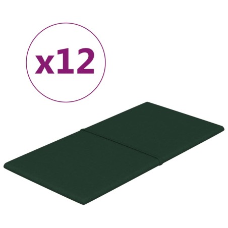 Pannelli Murali 12 pz Verde Scuro 60x30 cm in Tessuto 2,16 m²