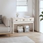Tavolo Consolle Bianco 114x40x75 cm in Legno Massello di Pino Tavolo Consolle Bianco 114x40x75 cm in Legno Massello di Pino