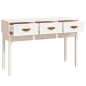 Tavolo Consolle Bianco 114x40x75 cm in Legno Massello di Pino Tavolo Consolle Bianco 114x40x75 cm in Legno Massello di Pino