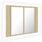 vidaXL Armadietto a Specchio con Luci LED Rovere Sonoma in Acrilico