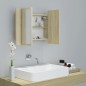 vidaXL Armadietto a Specchio con Luci LED Rovere Sonoma in Acrilico