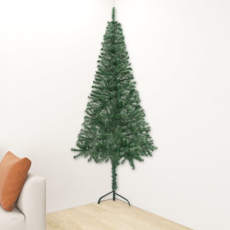 vidaXL Albero di Natale Artificiale ad Angolo con Supporto Verde 180 cm PVC
