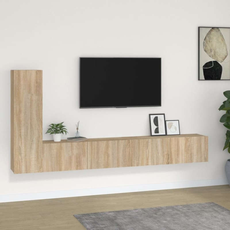 vidaXL Set di Mobili Porta TV 3 pz Rovere Sonoma in Legno Multistrato vidaXL Set di Mobili Porta TV 3 pz Rovere Sonoma in Legno Multistrato
