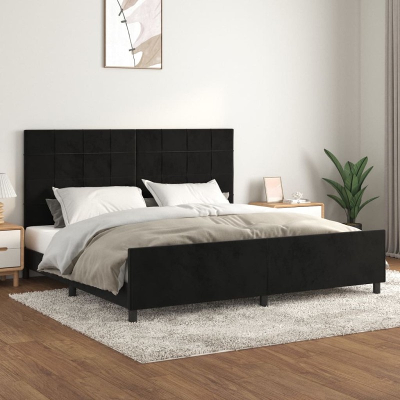 vidaXL Giroletto senza Materasso Nero 200x200 cm in Velluto