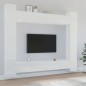 Set Mobili Porta TV 8pz Bianco Lucido in Legno Multistrato Set Mobili Porta TV 8pz Bianco Lucido in Legno Multistrato