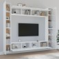 Set Mobili Porta TV 8pz Bianco Lucido in Legno Multistrato Set Mobili Porta TV 8pz Bianco Lucido in Legno Multistrato