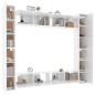 Set Mobili Porta TV 8pz Bianco Lucido in Legno Multistrato Set Mobili Porta TV 8pz Bianco Lucido in Legno Multistrato