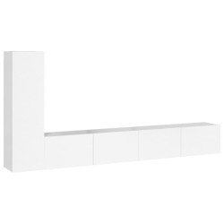 vidaXL Set Mobili Porta TV 3 pz Bianco Lucido in Legno Multistrato