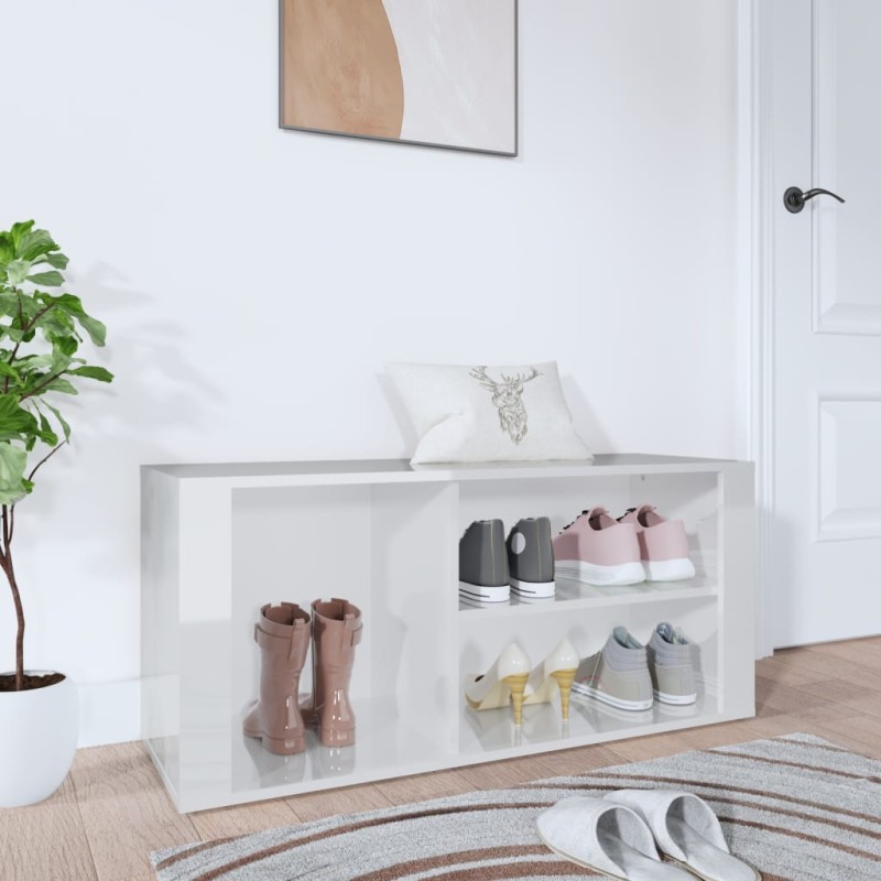 Scarpiera Bianco Lucido 100x35x45 cm in Legno Multistrato Scarpiera Bianco Lucido 100x35x45 cm in Legno Multistrato
