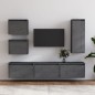vidaXL Mobili TV 6 pz Grigi in Legno Massello di Pino