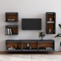vidaXL Mobili TV 6 pz Grigi in Legno Massello di Pino