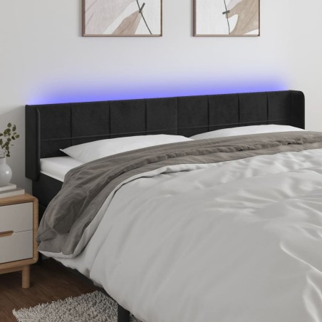 vidaXL Testiera a LED Nera 203x16x78/88 cm in Velluto