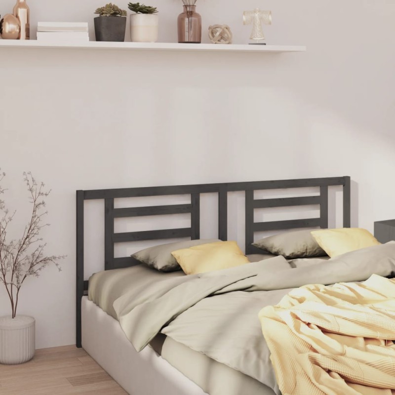 Testiera per Letto Grigia 186x4x100cm in Legno Massello di Pino Testiera per Letto Grigia 186x4x100cm in Legno Massello di Pino