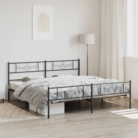 vidaXL Giroletto con Testiera e Pediera Metallo Nero 193x203 cm