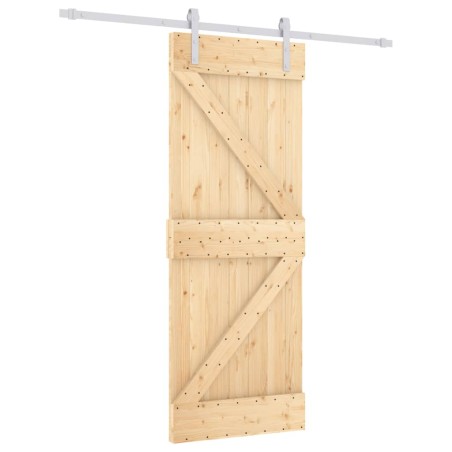 vidaXL Porta Scorrevole con Set Hardware 80x210 cm Legno Massello Pino
