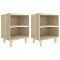 vidaXL Comodini Gambe Legno Massello 2pz Rovere Sonoma Bianco 40x30x50 vidaXL Comodini Gambe Legno Massello 2pz Rovere Sonoma Bianco 40x30x50