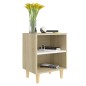 vidaXL Comodini Gambe Legno Massello 2pz Rovere Sonoma Bianco 40x30x50 vidaXL Comodini Gambe Legno Massello 2pz Rovere Sonoma Bianco 40x30x50