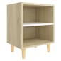 vidaXL Comodini Gambe Legno Massello 2pz Rovere Sonoma Bianco 40x30x50 vidaXL Comodini Gambe Legno Massello 2pz Rovere Sonoma Bianco 40x30x50