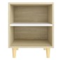 vidaXL Comodini Gambe Legno Massello 2pz Rovere Sonoma Bianco 40x30x50 vidaXL Comodini Gambe Legno Massello 2pz Rovere Sonoma Bianco 40x30x50