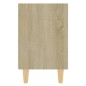 vidaXL Comodini Gambe Legno Massello 2pz Rovere Sonoma Bianco 40x30x50 vidaXL Comodini Gambe Legno Massello 2pz Rovere Sonoma Bianco 40x30x50