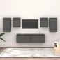 vidaXL Mobili Porta TV 6 pz Grigi in Legno Massello di Pino