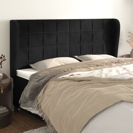 vidaXL Testiera ad Orecchio Nera 203x23x118/128 cm in Velluto