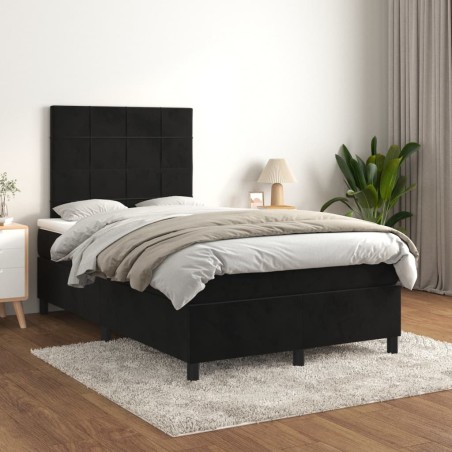 vidaXL Giroletto a Molle con Materasso Nero 120x200 cm in Velluto