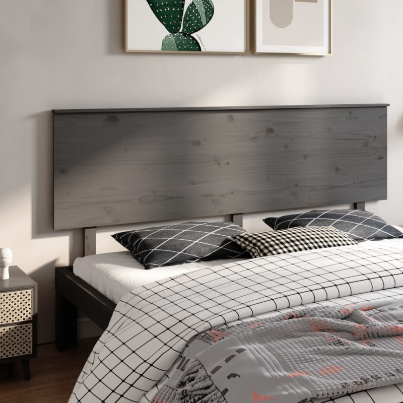 Testiera per Letto Grigia 204x6x82,5cm Legno Massello di Pino Testiera per Letto Grigia 204x6x82,5cm Legno Massello di Pino