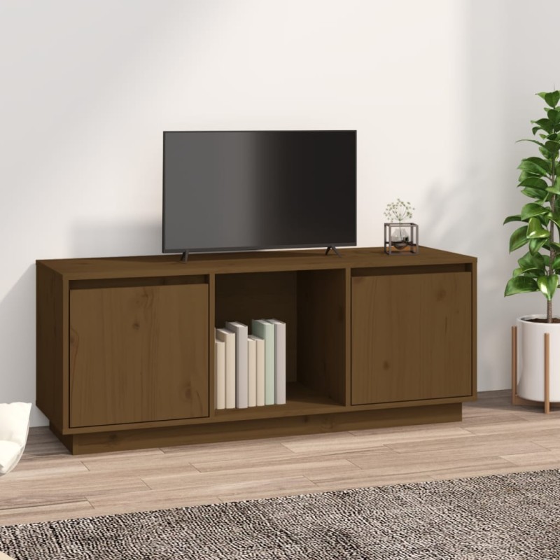 Mobile TV Miele 110,5x35x44 cm in Legno Massello di Pino Mobile TV Miele 110,5x35x44 cm in Legno Massello di Pino
