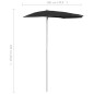 Ombrellone Semicircolare da Giardino con Palo 180x90 cm Nero Ombrellone Semicircolare da Giardino con Palo 180x90 cm Nero