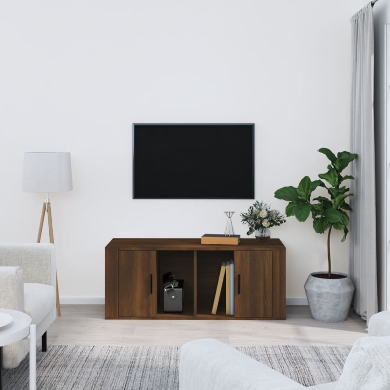 Mobile TV Rovere Marrone 100x35x40 cm in Legno Multistrato Mobile TV Rovere Marrone 100x35x40 cm in Legno Multistrato