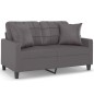 vidaXL Divano a 2 Posti con Cuscini Grigio 120 cm in Similpelle vidaXL Divano a 2 Posti con Cuscini Grigio 120 cm in Similpelle