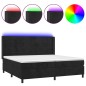 vidaXL Letto a Molle con Materasso e LED Nero 200x200 cm in Velluto vidaXL Letto a Molle con Materasso e LED Nero 200x200 cm in Velluto
