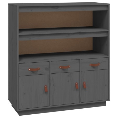 Credenza Grigia 100x40x108,5 cm in Legno Massello di Pino