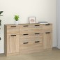 Set di Credenze 3 pz Rovere Sonoma in Legno Multistrato Set di Credenze 3 pz Rovere Sonoma in Legno Multistrato