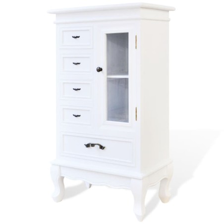 vidaXL Armadietto con 5 Cassetti e 2 Ripiani Bianco