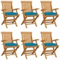 vidaXL Sedie da Giardino con Cuscini Azzurri 6 pz in Massello di Teak vidaXL Sedie da Giardino con Cuscini Azzurri 6 pz in Massello di Teak