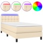 vidaXL Letto a Molle con Materasso e LED Crema 90x200 cm in Tessuto vidaXL Letto a Molle con Materasso e LED Crema 90x200 cm in Tessuto