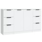 Credenze 3 pz Bianco in Legno Multistrato Credenze 3 pz Bianco in Legno Multistrato