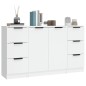 Credenze 3 pz Bianco in Legno Multistrato Credenze 3 pz Bianco in Legno Multistrato