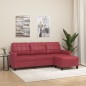 vidaXL Divano a 3 Posti con Poggiapiedi Rosso Vino 180cm in Similpelle vidaXL Divano a 3 Posti con Poggiapiedi Rosso Vino 180cm in Similpelle