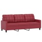 vidaXL Divano a 3 Posti con Poggiapiedi Rosso Vino 180cm in Similpelle vidaXL Divano a 3 Posti con Poggiapiedi Rosso Vino 180cm in Similpelle