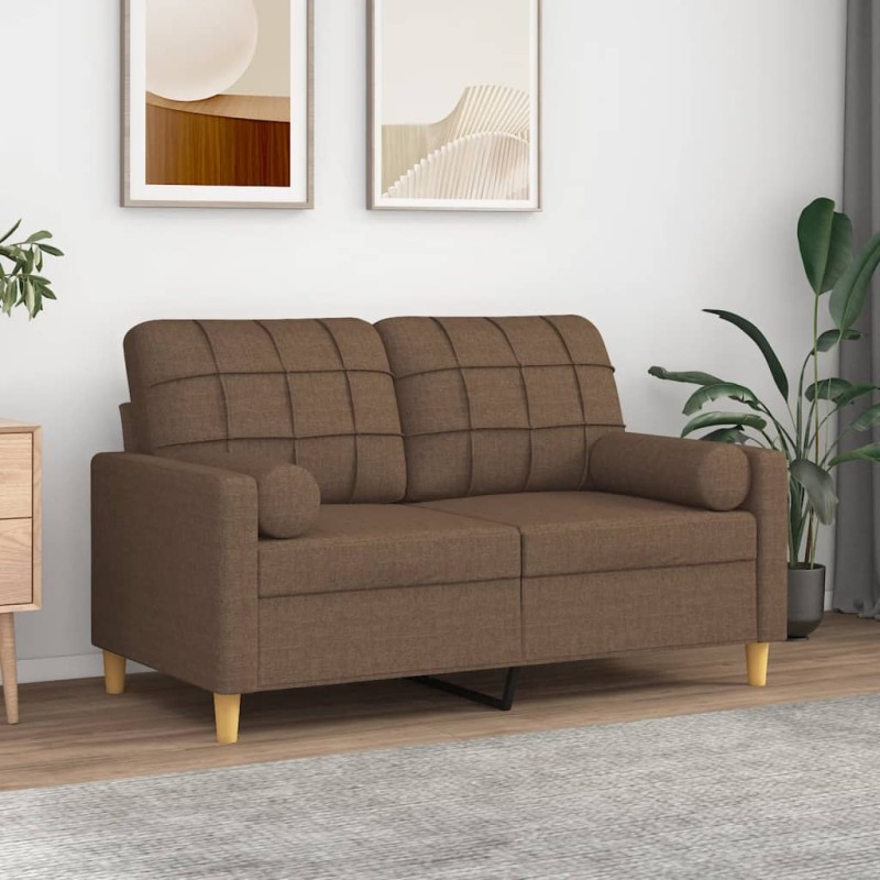 vidaXL Cuscini Decorativi 2 pz Marrone Ø15x50 cm in Tessuto