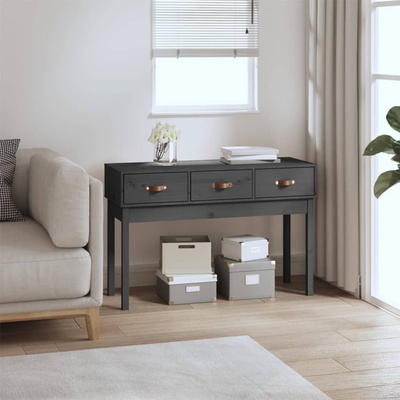 Tavolo Consolle Grigio 114x40x75 cm in Legno Massello di Pino Tavolo Consolle Grigio 114x40x75 cm in Legno Massello di Pino