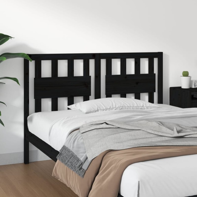 Testiera per Letto Nera 125,5x4x100cm in Legno Massello di Pino Testiera per Letto Nera 125,5x4x100cm in Legno Massello di Pino