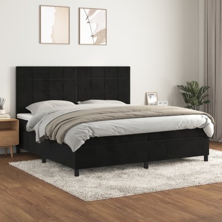 vidaXL Giroletto a Molle con Materasso Nero 200x200 cm in Velluto